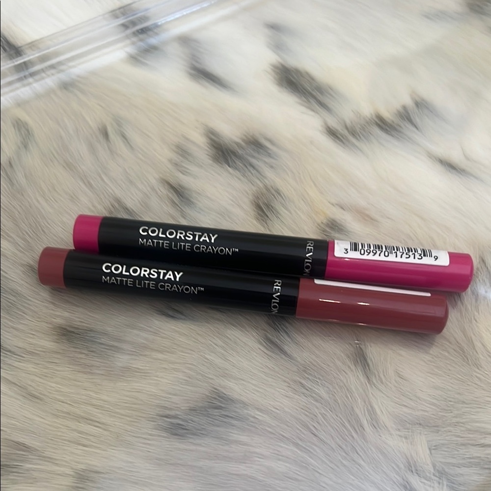 Two Revlon colorstay matte Lite crayons